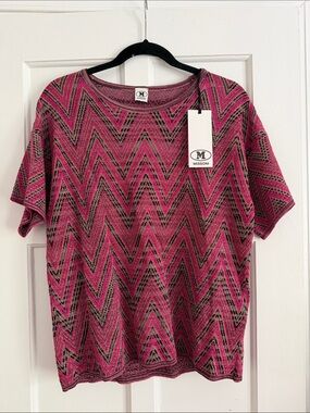 M Missoni Chevron Knit Short-Sleeve Top